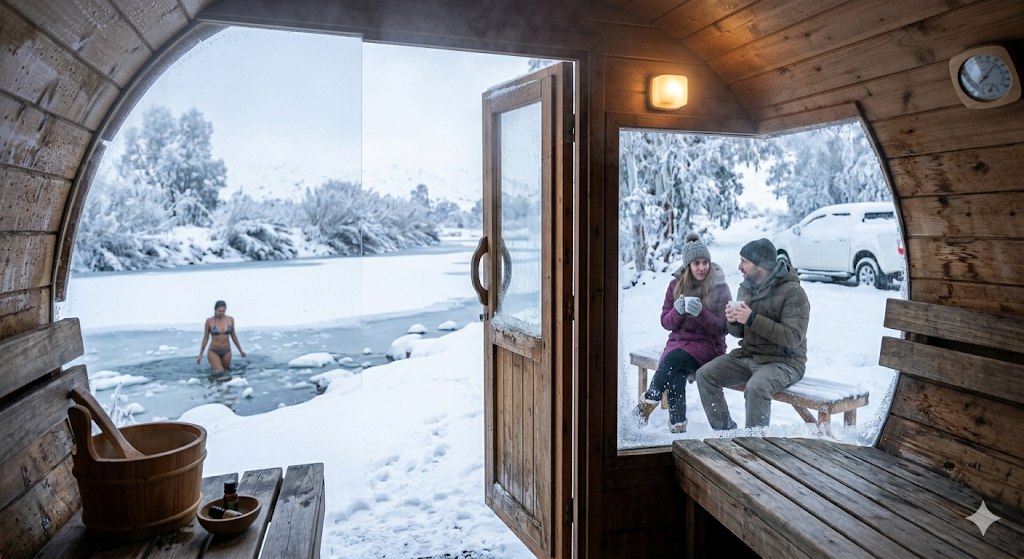 סאונה ניידת בחורף - חוויה יוקרתית בטבע